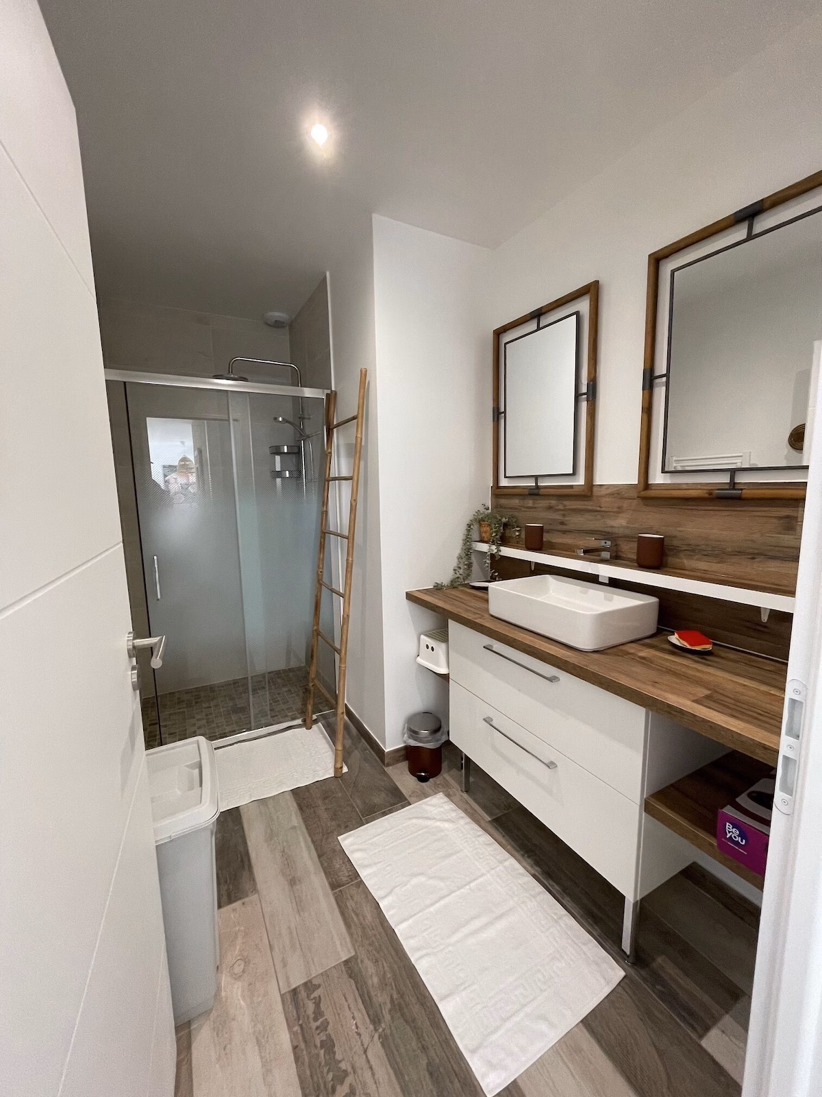 Salle de bain avec douche italienne de la villa Louisiane